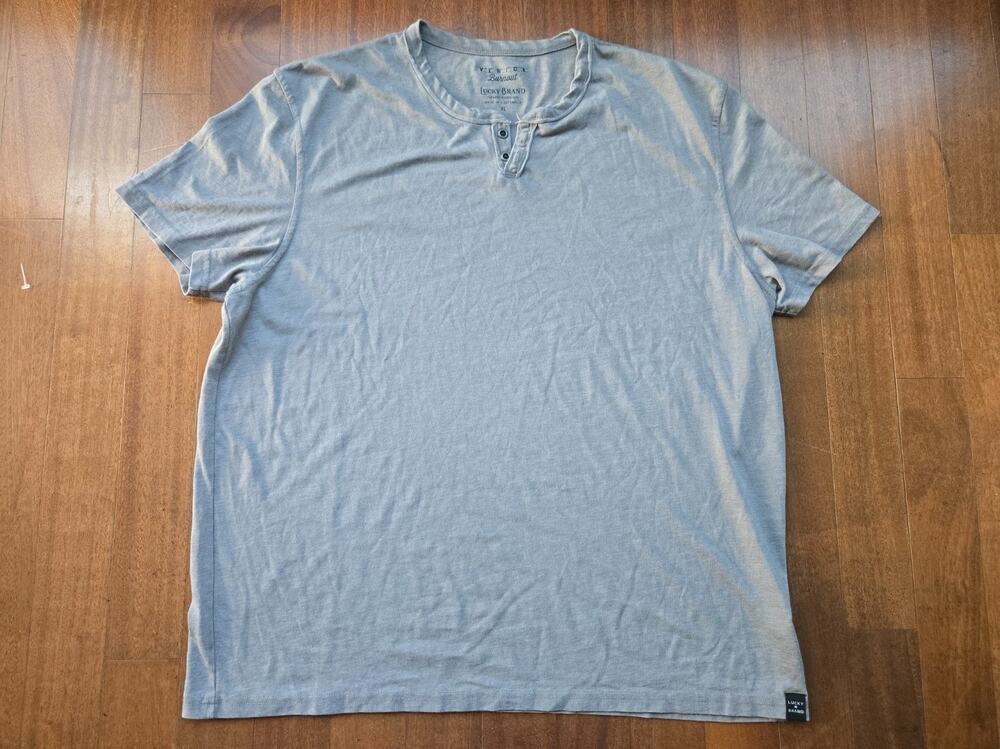 Lucky Brand Venice Men's Henley Knit Cotton Button T-Shirt Short Sleeve Xl